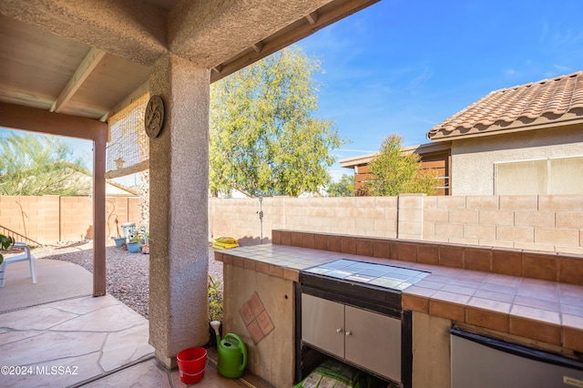 view of patio / terrace featuring exterior kitchen