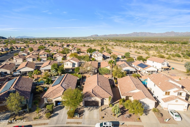 bird's eye view with a mountain view