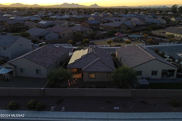 view of aerial view at dusk