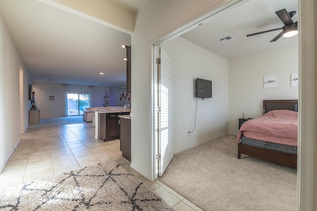 interior space featuring light tile patterned floors