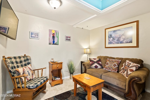 view of tiled living room