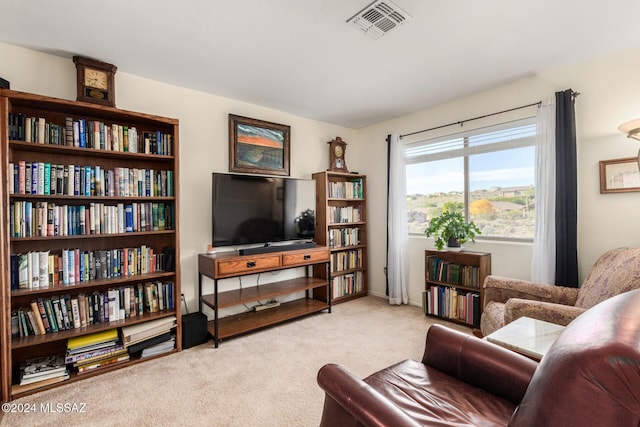 sitting room with light carpet