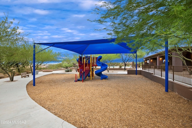 communal playground with fence