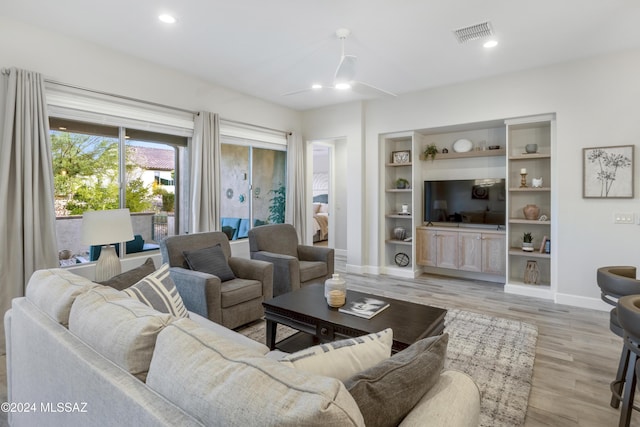 living room featuring light wood-type flooring