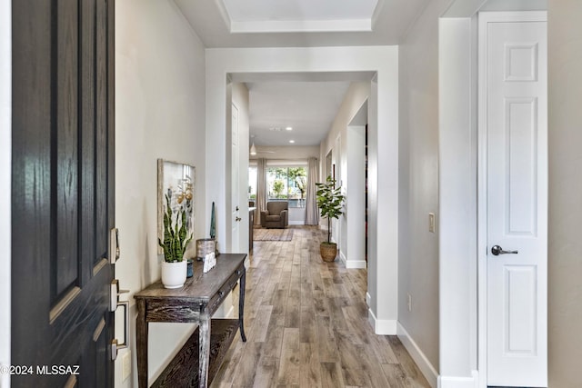 hall featuring light wood-type flooring