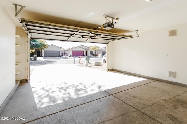 garage with a garage door opener