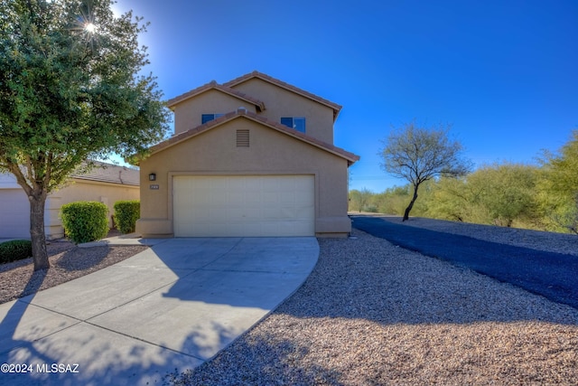 view of front of house with a garage