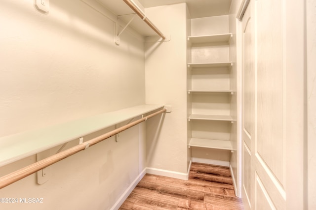 spacious closet featuring light wood-type flooring