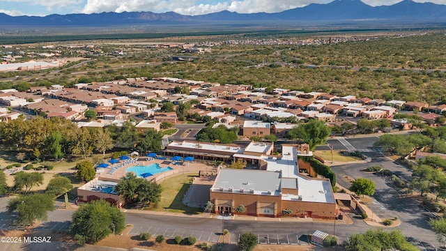 drone / aerial view with a mountain view