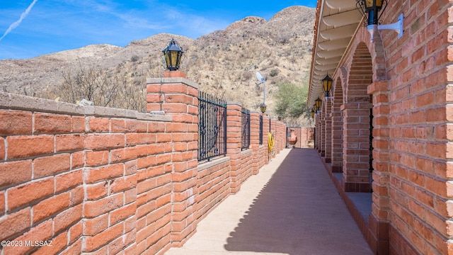 view of side of property featuring a mountain view