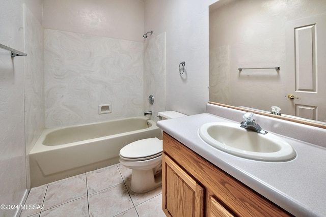 full bathroom featuring tile patterned flooring, vanity, toilet, and shower / washtub combination