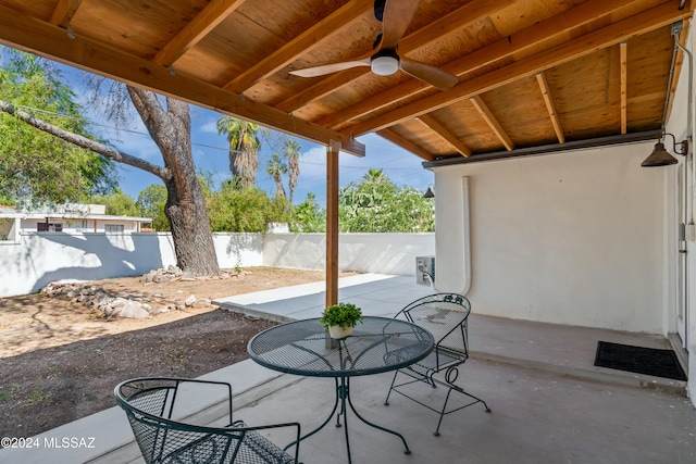 view of patio with ceiling fan