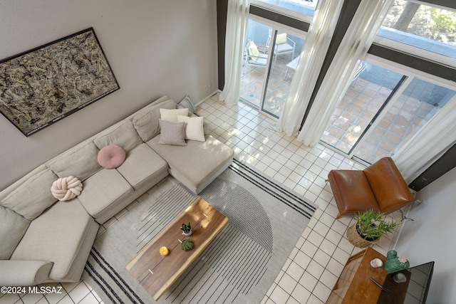 view of tiled living room