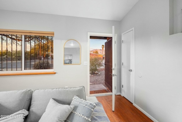 interior space with hardwood / wood-style floors