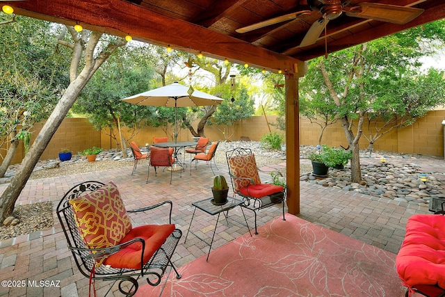 view of patio / terrace with ceiling fan