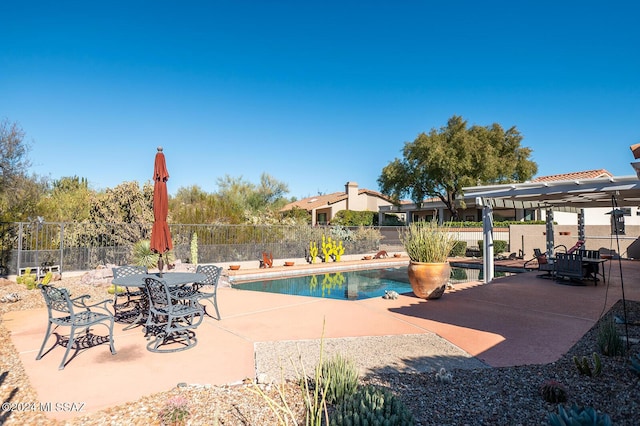 view of swimming pool with a patio