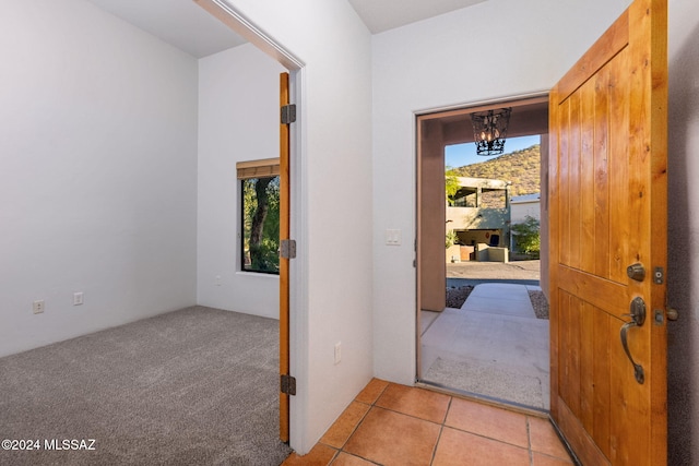 view of carpeted entrance foyer