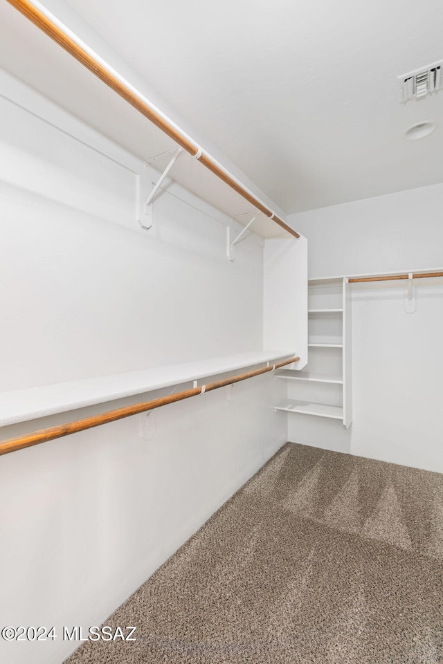 walk in closet featuring carpet flooring