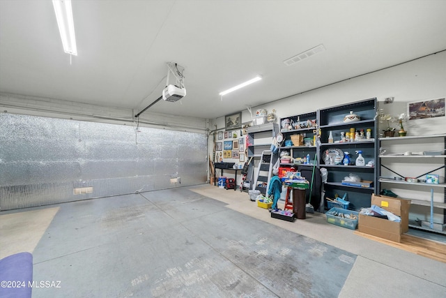 garage with a garage door opener