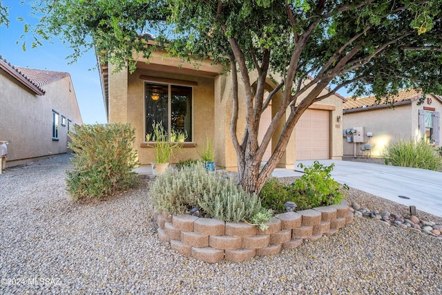 view of front of property with a garage