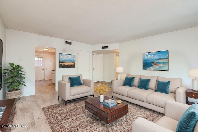 living room featuring light hardwood / wood-style floors