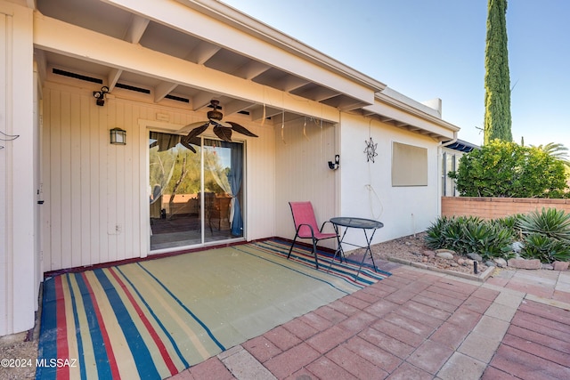 view of patio / terrace featuring ceiling fan