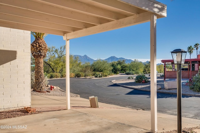 exterior space with a mountain view