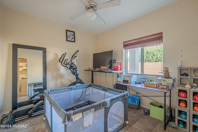 home office featuring ceiling fan