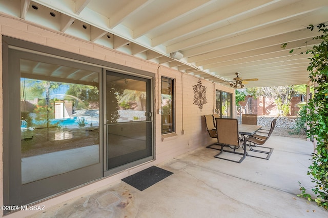 view of patio / terrace featuring ceiling fan