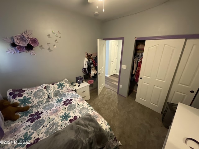 carpeted bedroom featuring a closet