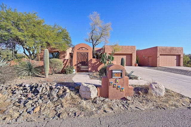 adobe home with a garage