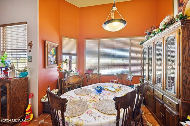 dining space featuring tile patterned floors and plenty of natural light