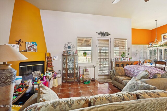 view of tiled living room