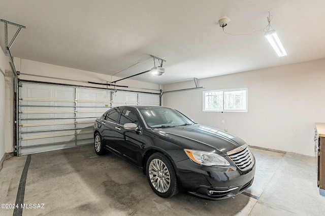 garage with a garage door opener