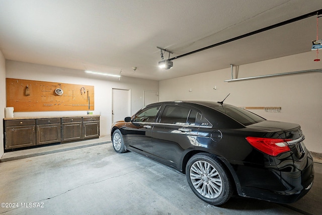 garage with a garage door opener