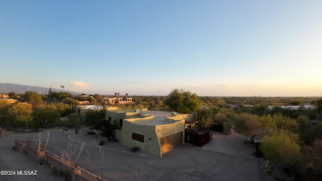 view of aerial view at dusk