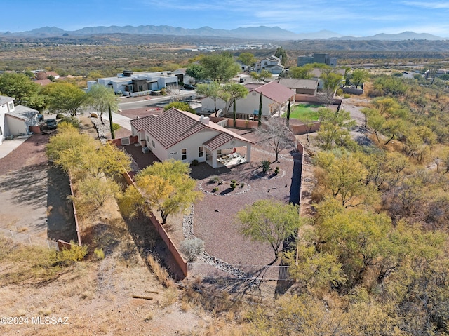 aerial view with a mountain view