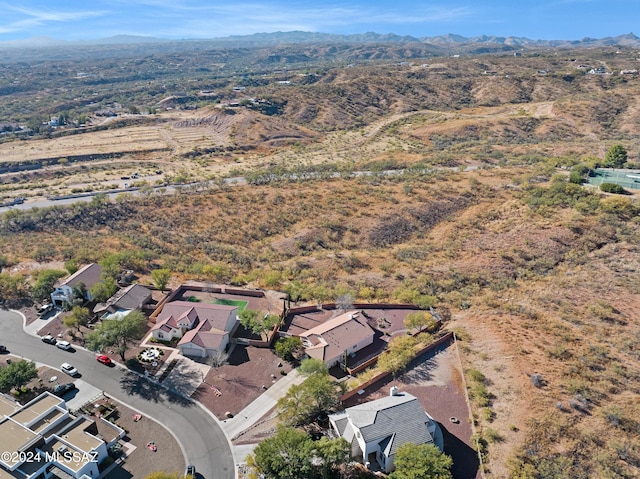 drone / aerial view with a mountain view