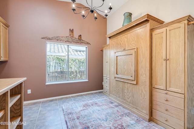 interior space featuring an inviting chandelier