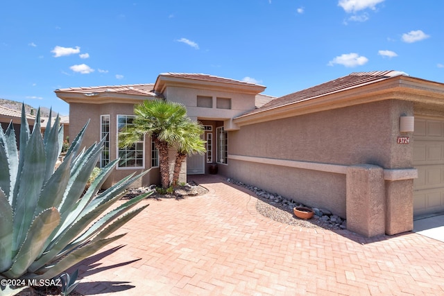 exterior space featuring a garage