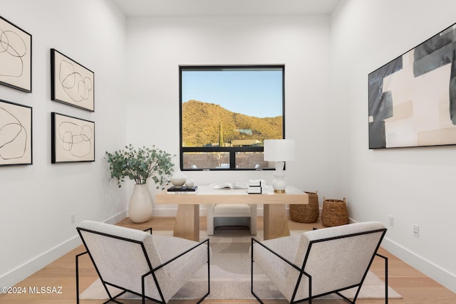 living area featuring light wood-type flooring