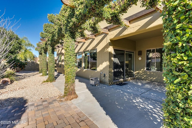 view of side of property featuring a patio area