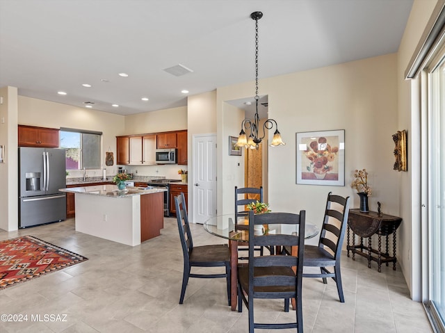 dining room featuring a chandelier