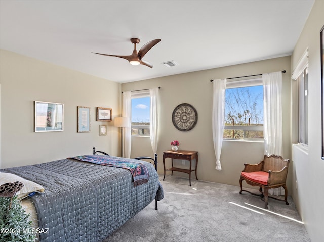 bedroom with carpet floors and ceiling fan