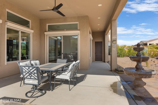 36513 S Cactus Ln, Tucson, AZ 85739 - view of patio / terrace with outdoor dining space and a ceiling fan