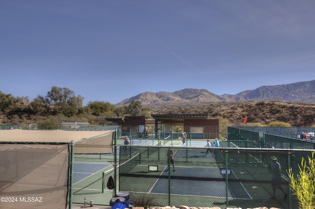 36513 S Cactus Ln, Tucson, AZ 85739 - view of sport court with a mountain view and fence