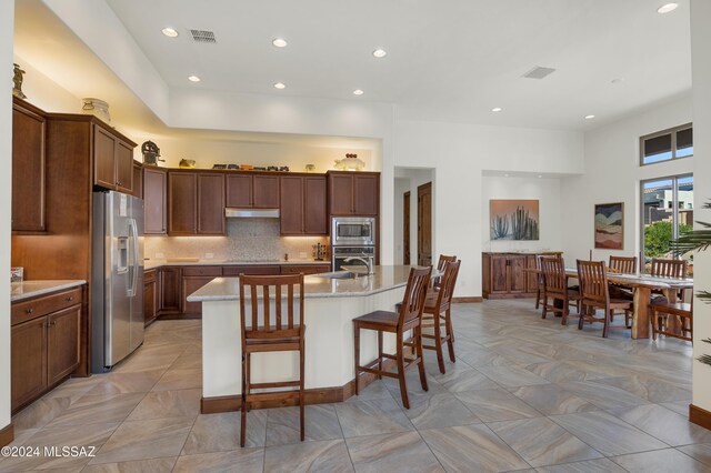 living room with ceiling fan