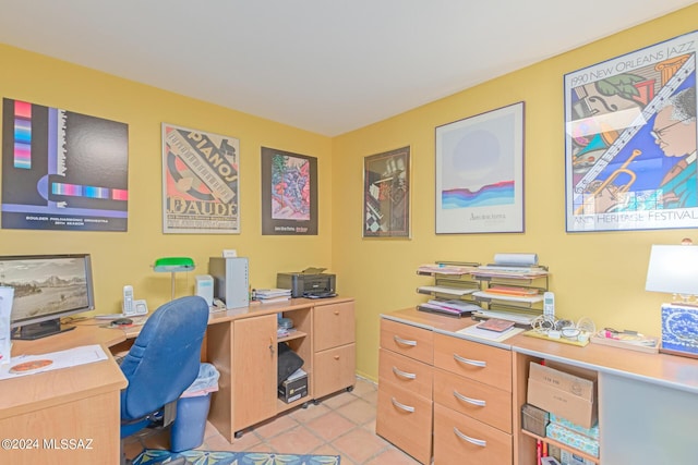 office with light tile patterned flooring