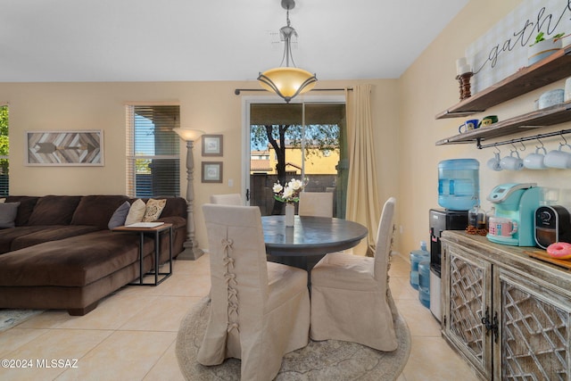 dining room with light tile patterned flooring