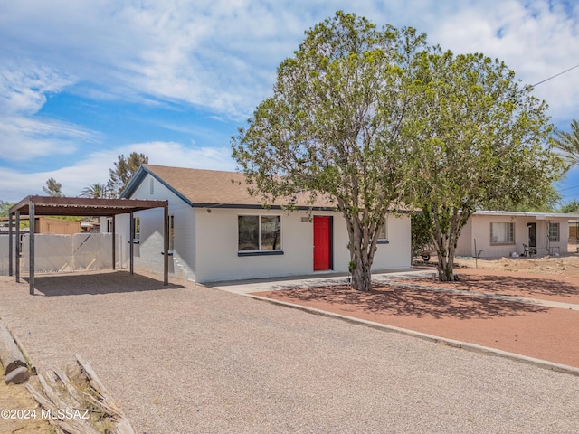 view of front of house featuring a carport